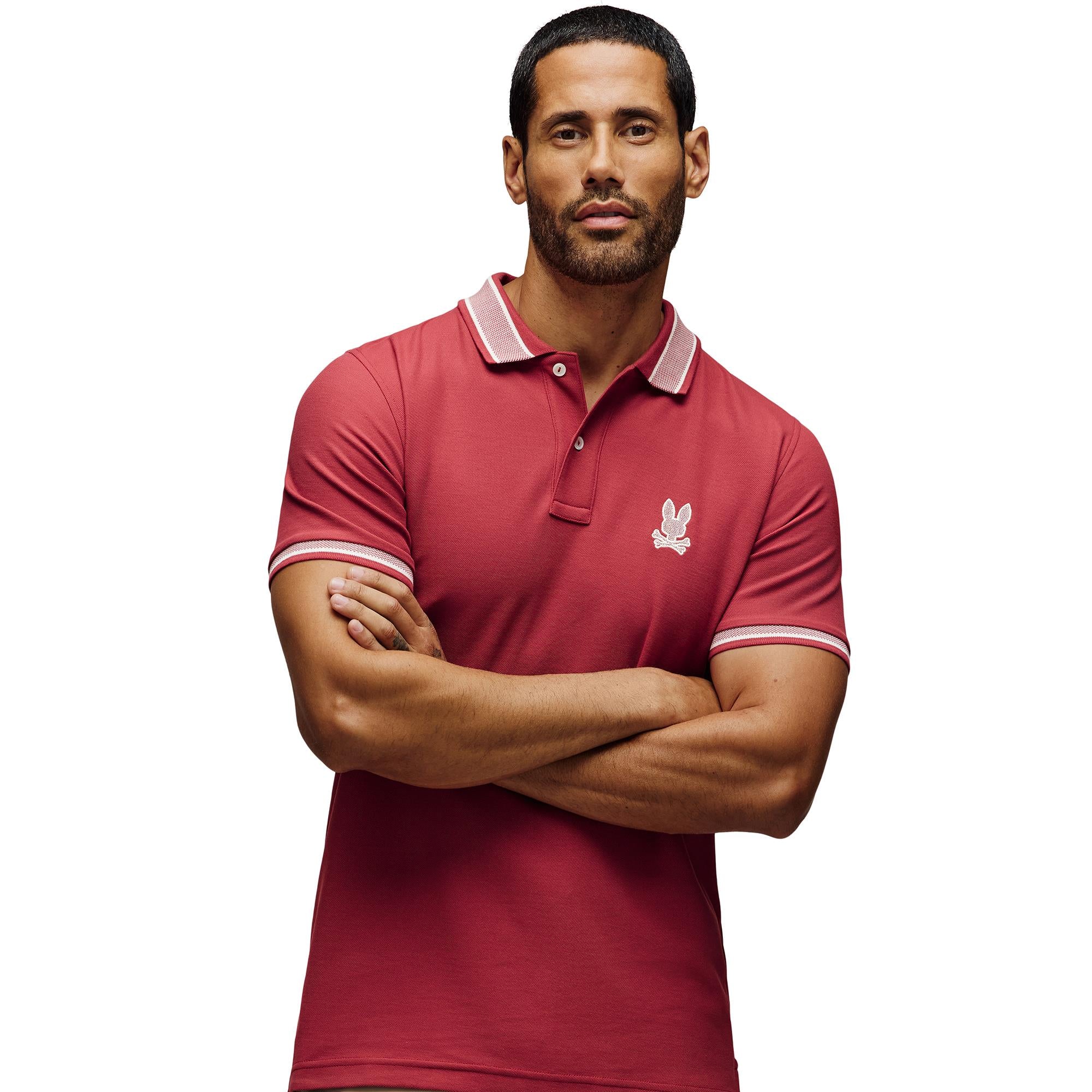 Psycho Bunny Harlow Pique Mens Polo Shirt Garnet